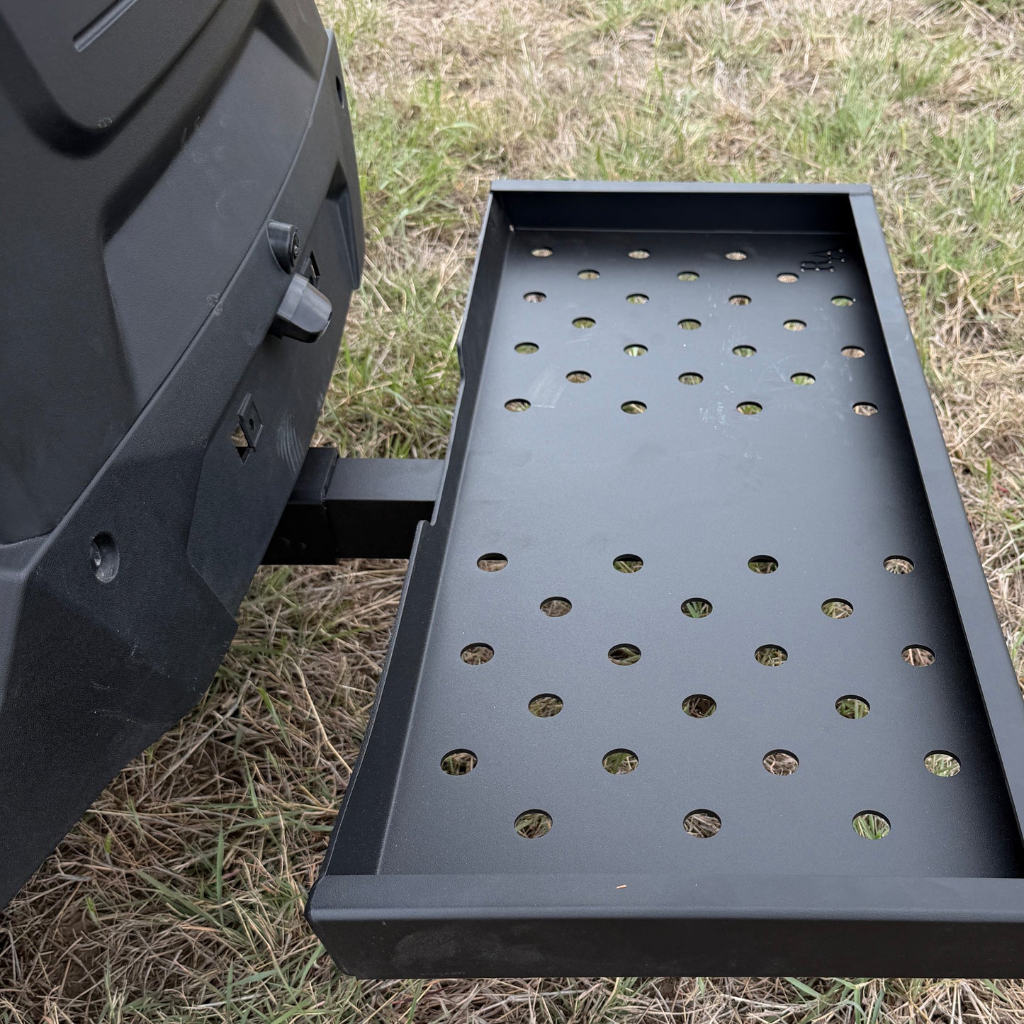 Laser cut Denago Rover hitch mounted on Rover XXL utility vehicle