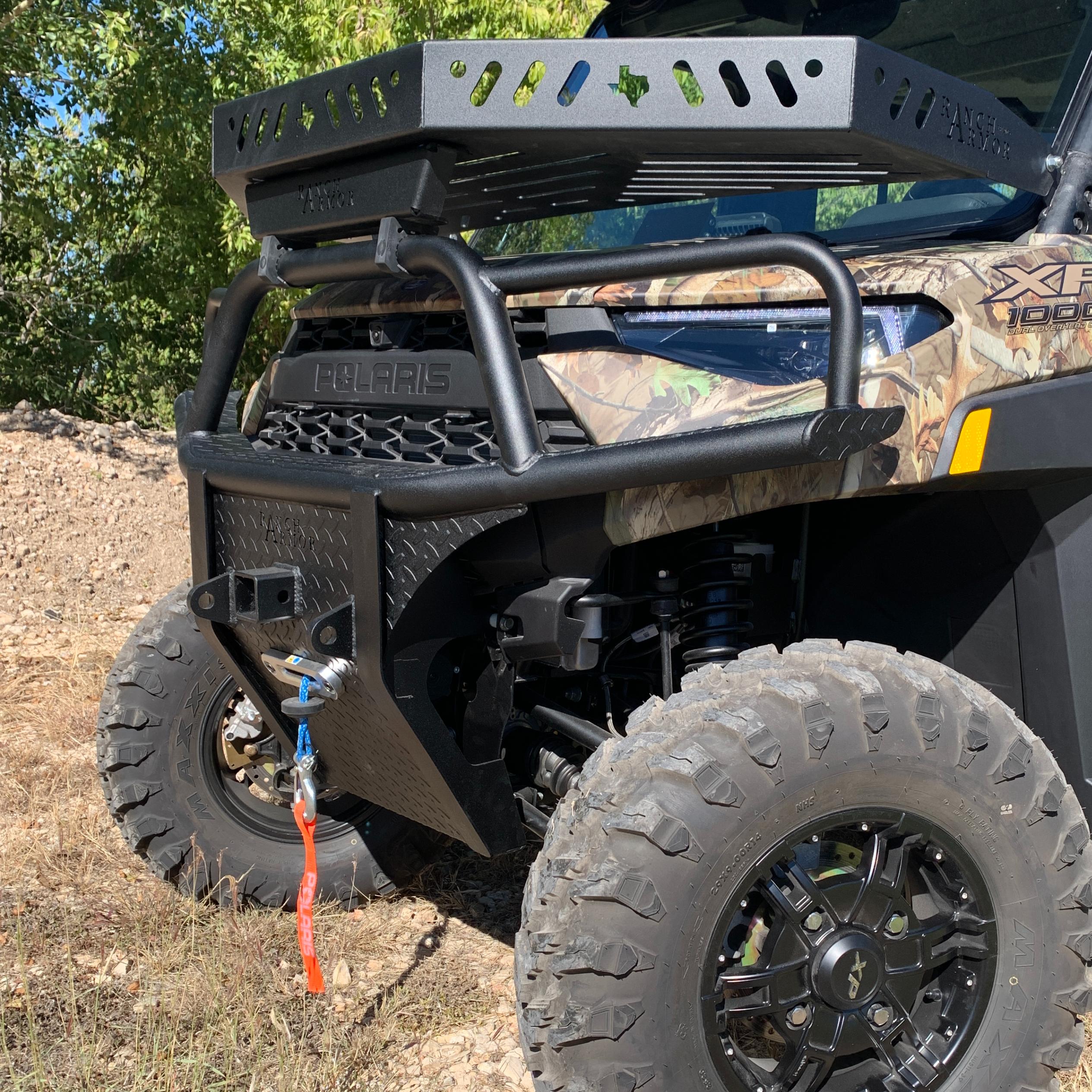 Steel Front Brush Guard Bumper For Polaris Ranger Crew 1000/XP 1000 – 2018-2024, Black Powder Coat, AINUO000006116