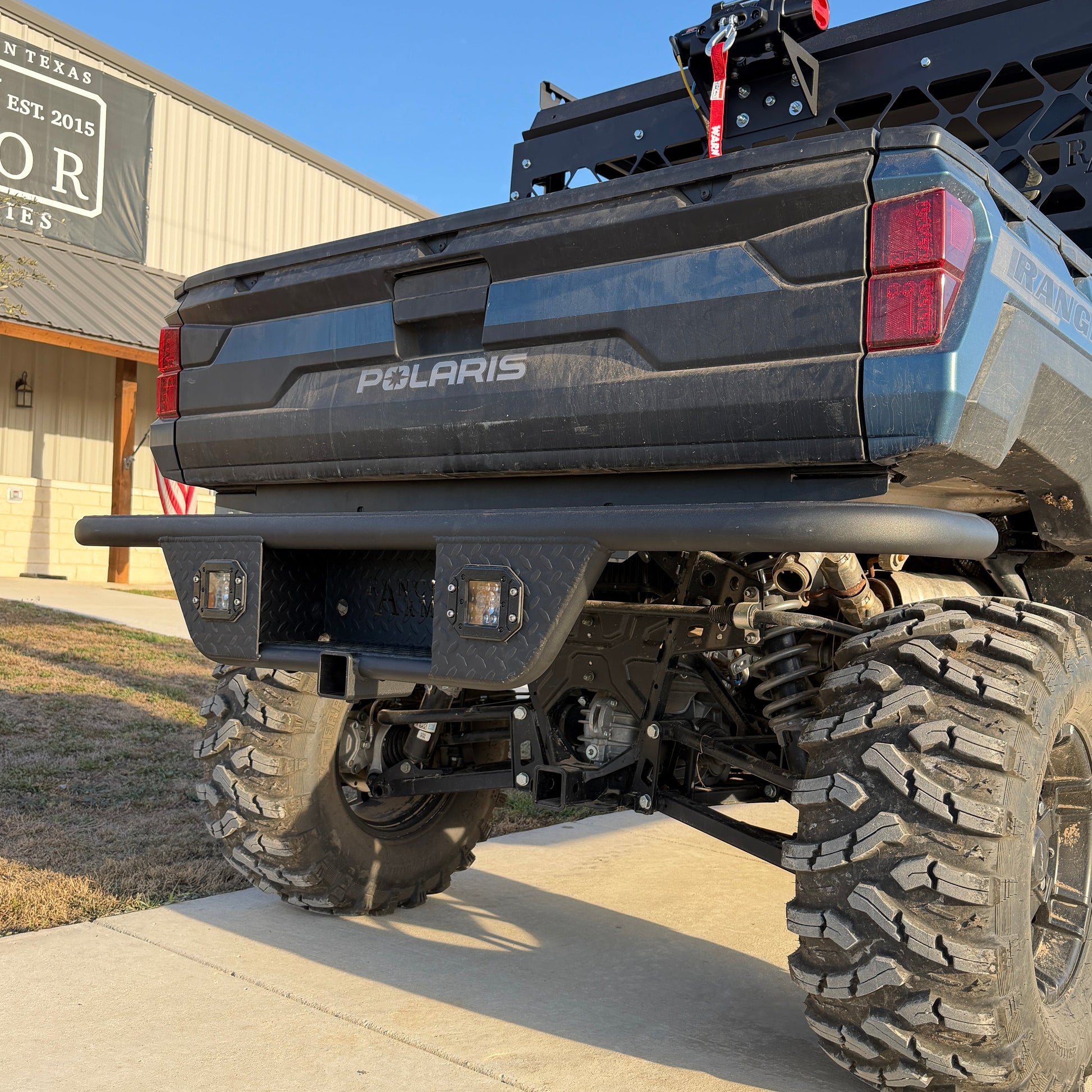 2025 Polaris Ranger 1000 rear bumper with integrated receiver hitch and LED lights