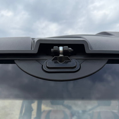 Aftermarket Can-Am tip-out glass windshield that fits like OEM, opens fully, includes vent mode, and seals better than factory.