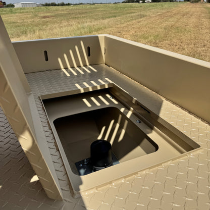 Built in feeder for flatbed