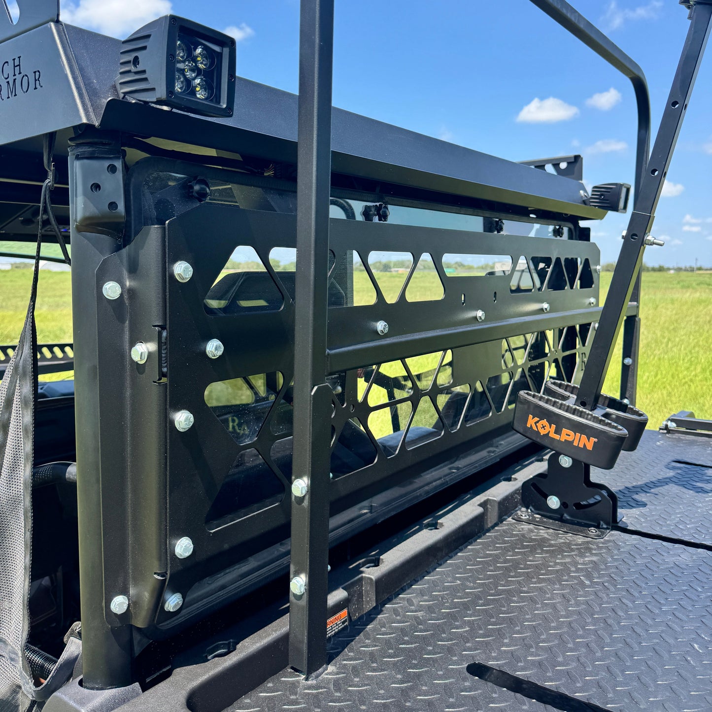 CFMoto U10 Pro equipped with Ranch Armor headache rack for rear window and cargo protection