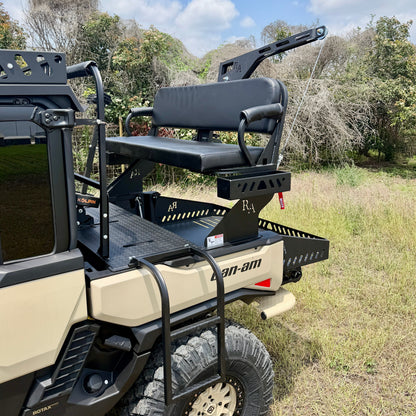 Can-Am Defender HD11 High Seat mounted in UTV bed with elevated hunting platform and folding ladder