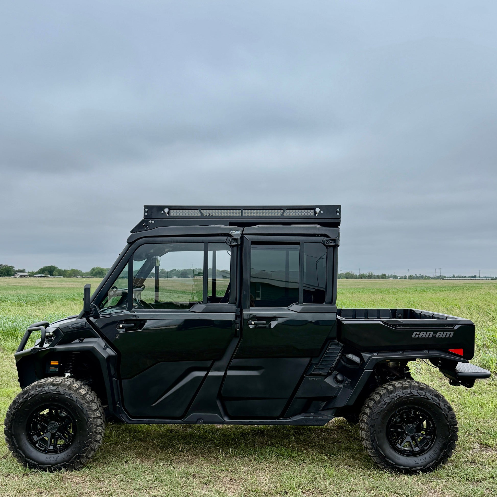 Can-Am Defender JL modular cargo roof rack with bolt-on installation and lighting upgrade options