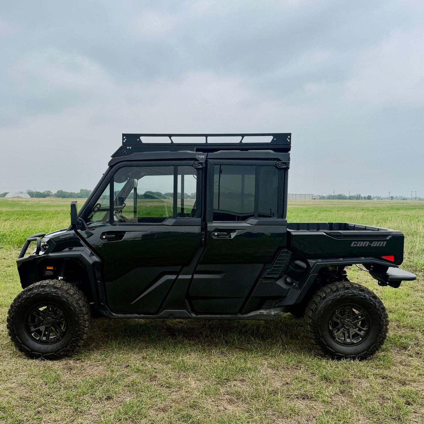 Can-Am Defender JL roof rack system with modular aluminum build and integrated storage slats