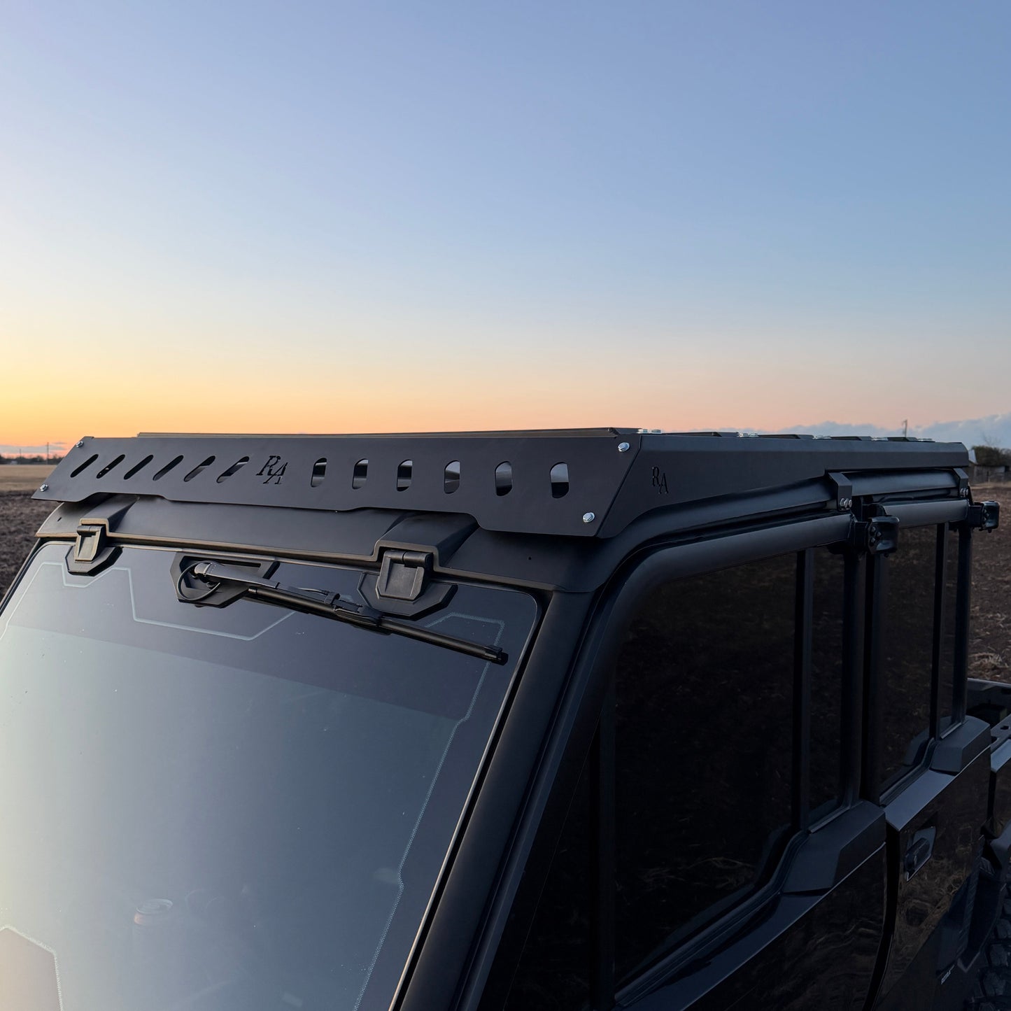 Can-Am Defender aluminum modular roof rack with lighting package installed by Ranch Armor