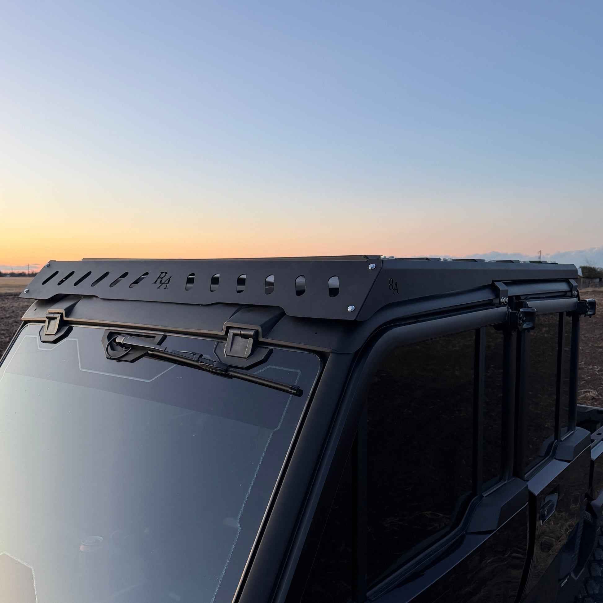 Can-Am Defender aluminum modular roof rack with lighting package installed by Ranch Armor