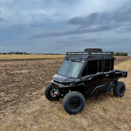 Can-Am Defender modular roof rack with LED light bar setup by Ranch Armor