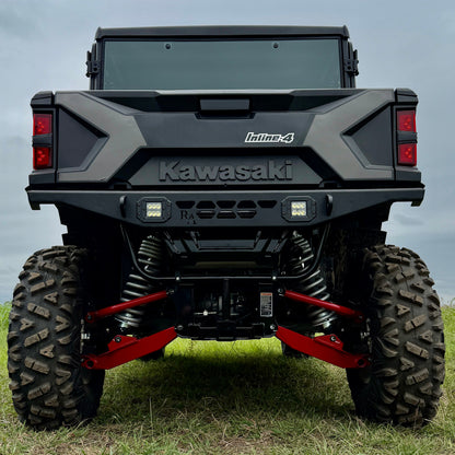 Close-up of Kawasaki Ridge RS Series rear bumper with powder coat finish and LED lights