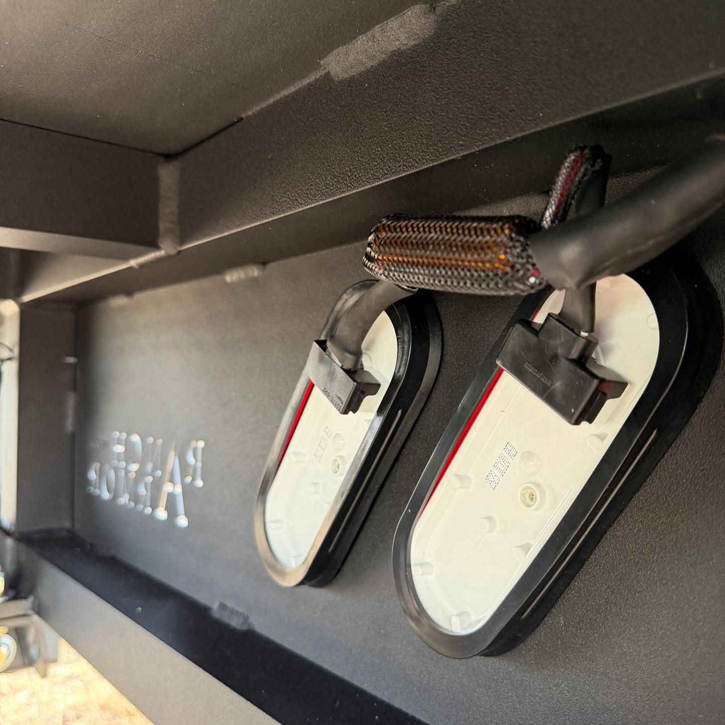 Close up of wiring on Flatbed LED Lights 