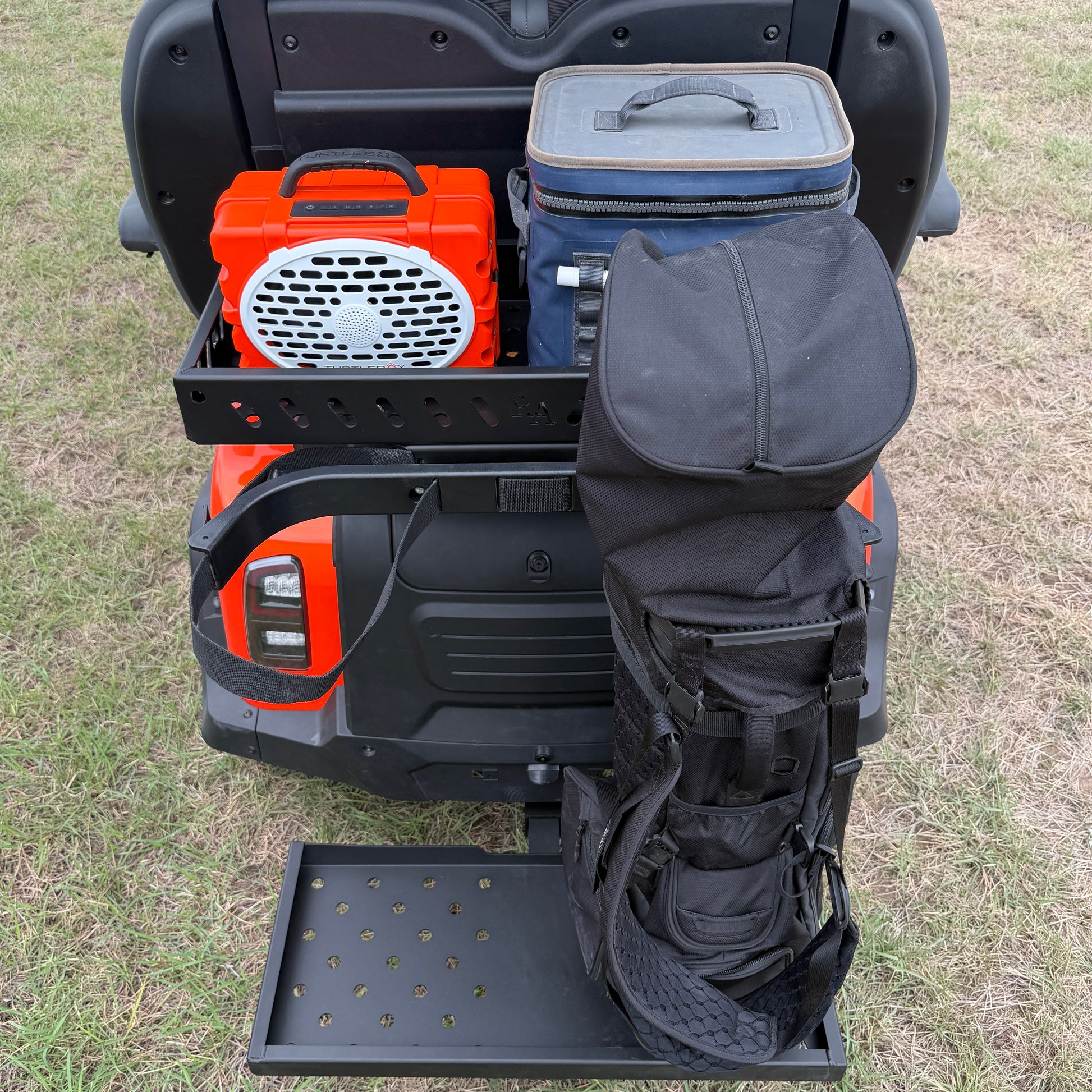 Denago Rover hitch basket with cooler and gear