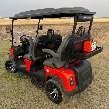 Denago rear upper storage basket mounted on golf cart