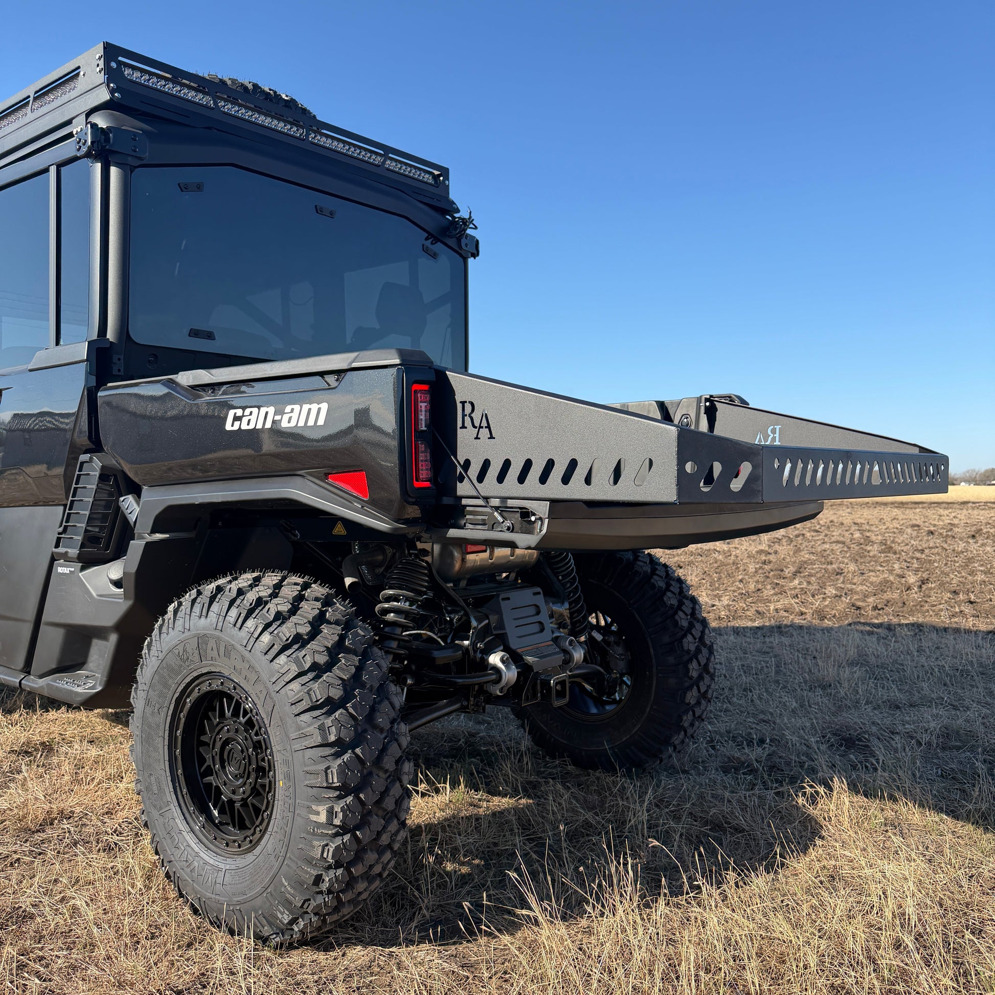 Durable Can-Am Defender HD11 bed extender designed for work and off-road use