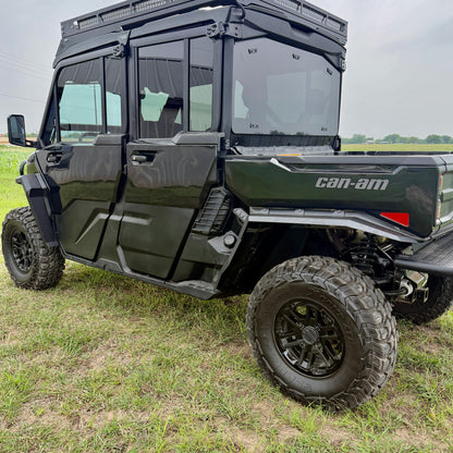 Durable aluminum fender flares for Can-Am Defender HD11 protecting the cab from mud, rocks, and trail debris.
