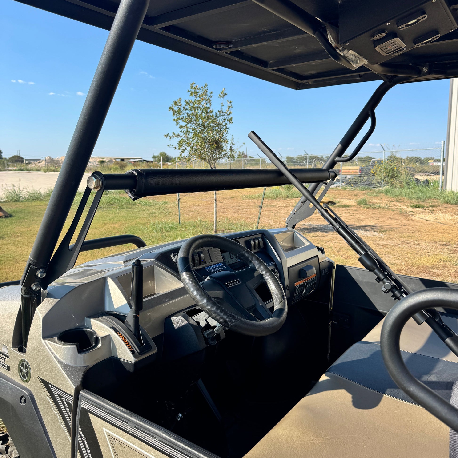 Gun resting on Interior RIfle Rest for Kawasaki Mule Pro by Ranch Armor