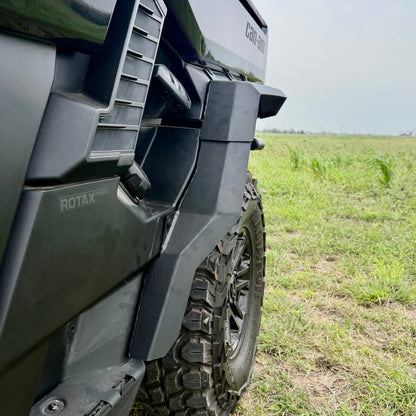 Heavy-duty aluminum fender flares designed for the Can-Am Defender HD11 side-by-side vehicle.