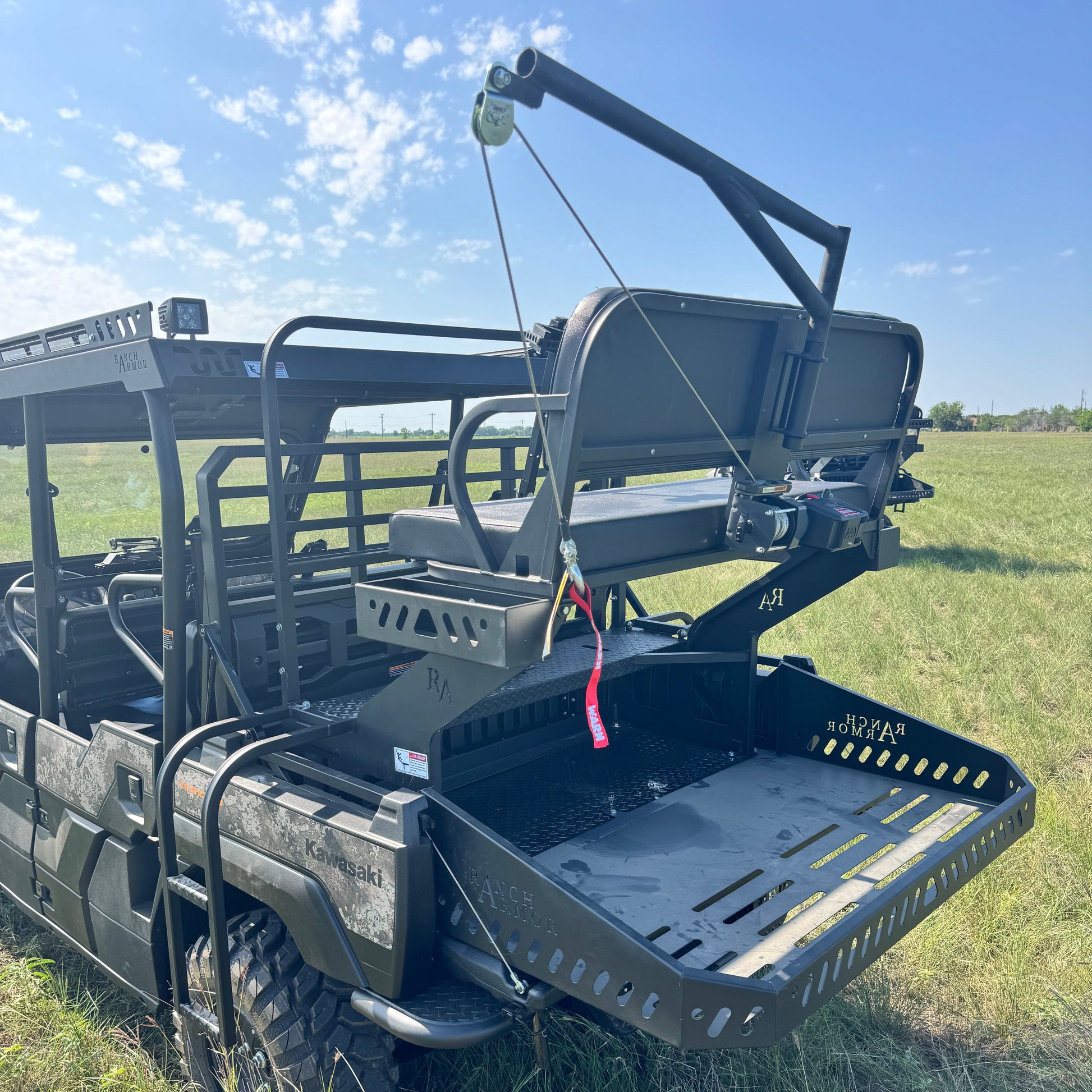 Hoist on Kawasaki Mule Pro High Seat by Ranch Armor