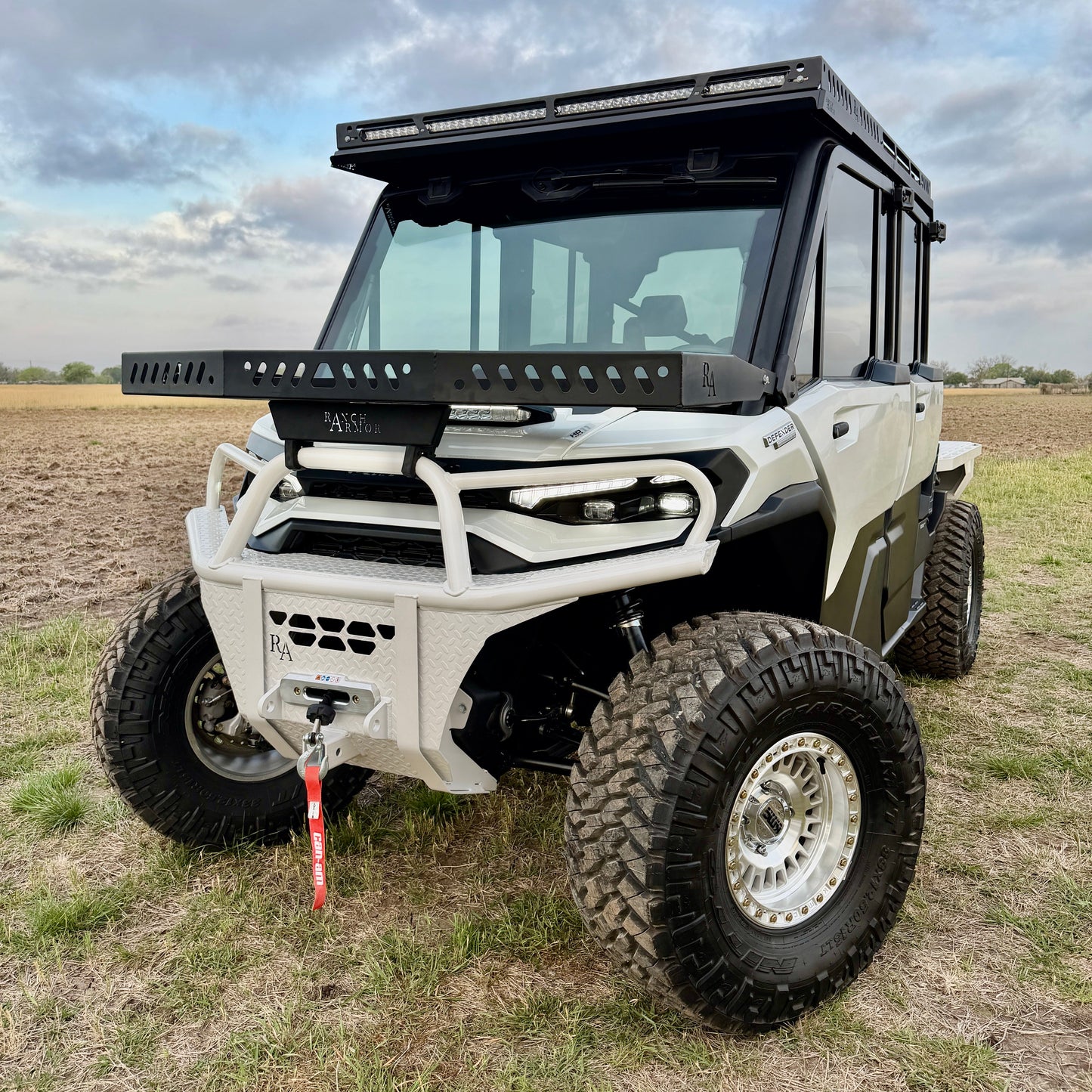 Hybrid white front bumper installed on 2026 Can-Am Defender HD11 UTV