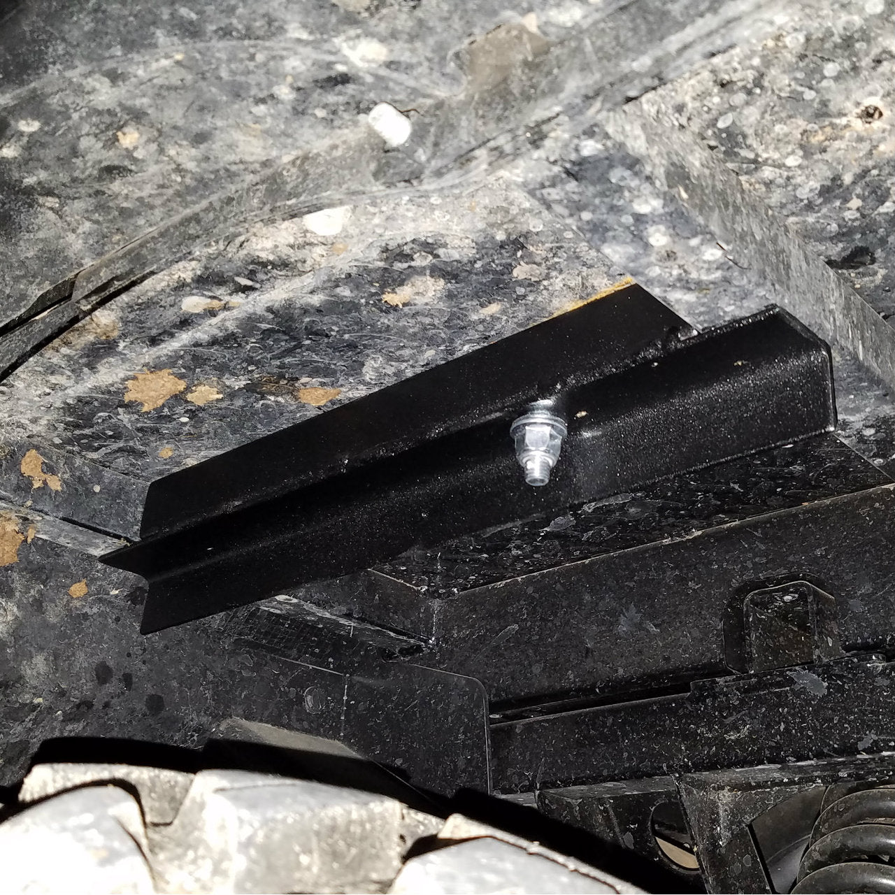 Kawasaki Mule Pro FX/FXT High Seat under-bed brace and secure bolt-down point to ensure additional safety of occupants sitting up on high seat.