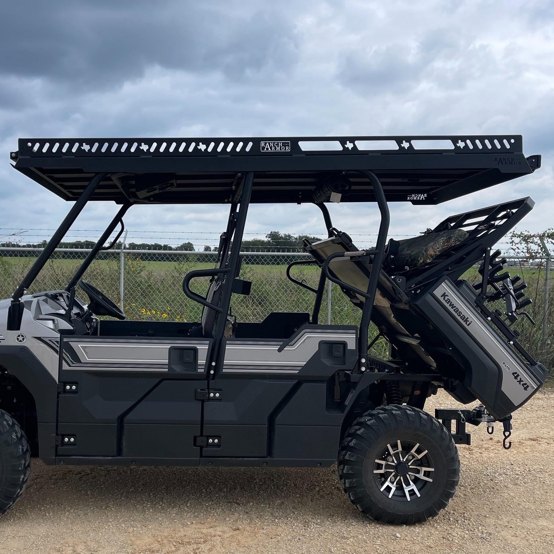 Kawasaki Mule Pro FXT/DXT Ultra Extended Aluminum Top Overhangs Over Bed
