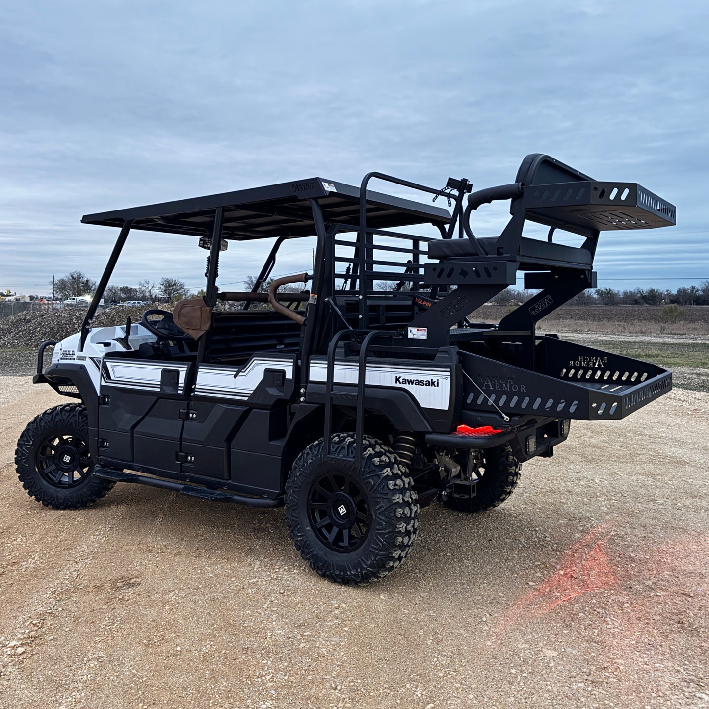 Kawasaki Mule Pro FXT with high seat and bed extension by Ranch Armor
