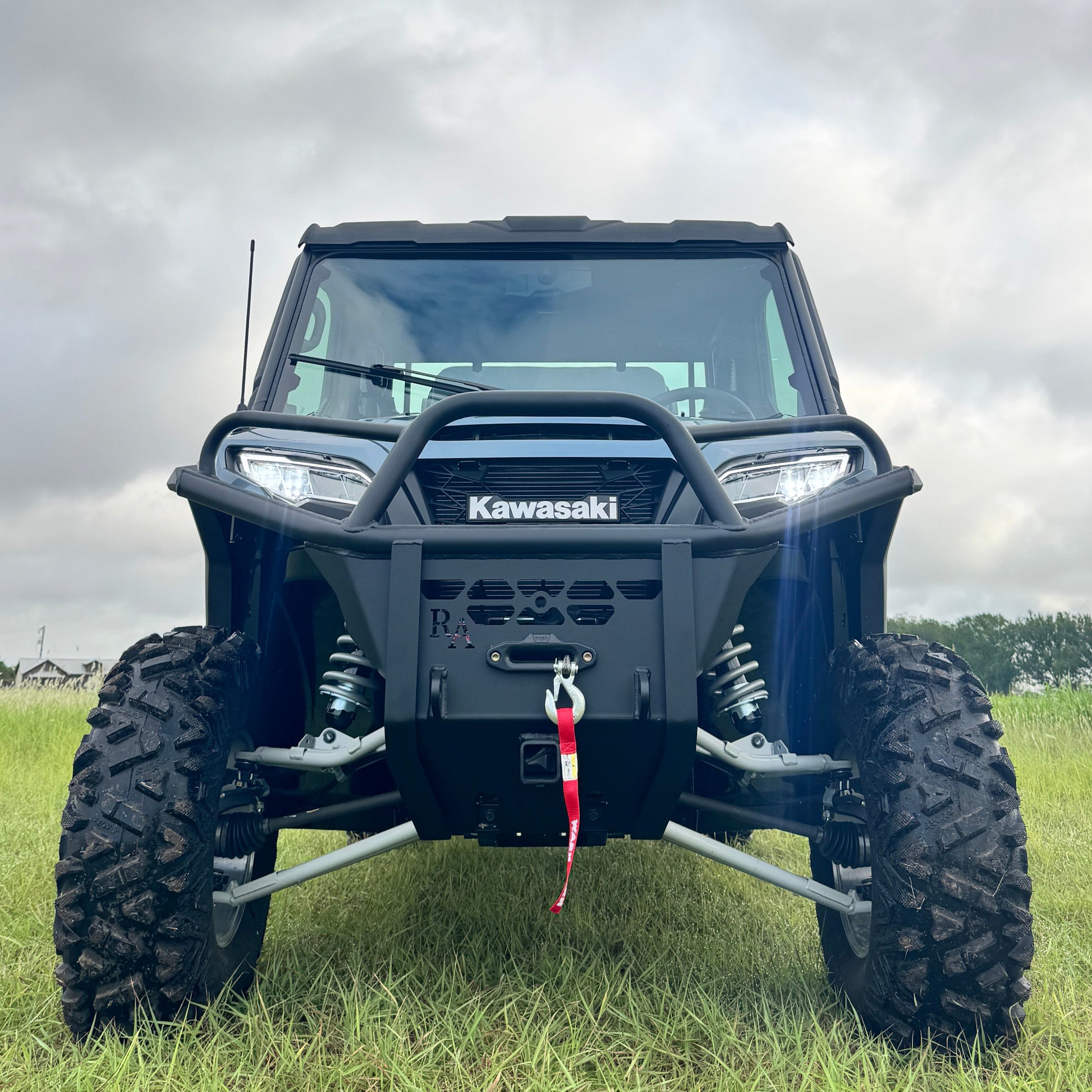 Kawasaki Ridge Front Bumper and Replacement Grill Guard with Winch