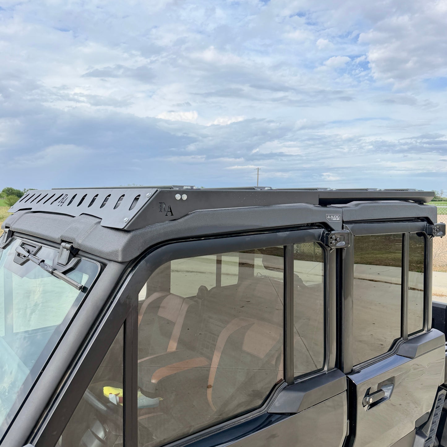 Modular aluminum roof rack for Can-Am Defender JL with cross slats for secure rooftop cargo