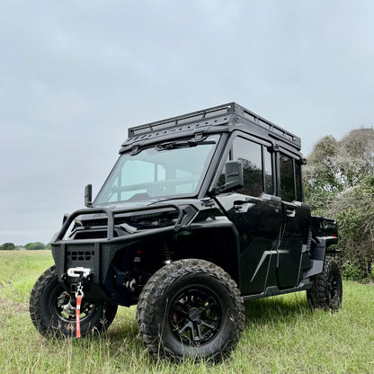 Modular roof rack system for Can-Am Defender JL with standard cross slats for rooftop cargo
