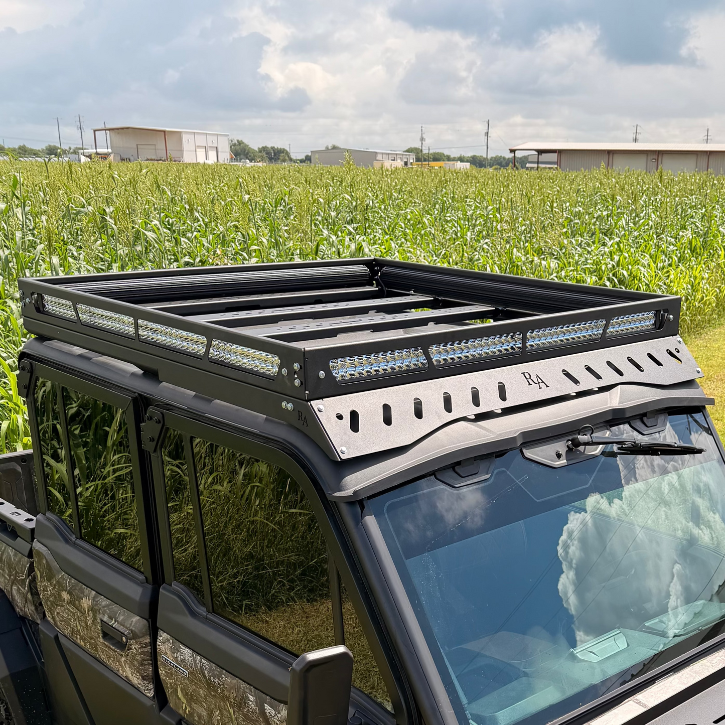 Off-road ready CFMOTO U10 Pro XL equipped with a rust-proof aluminum modular roof rack.