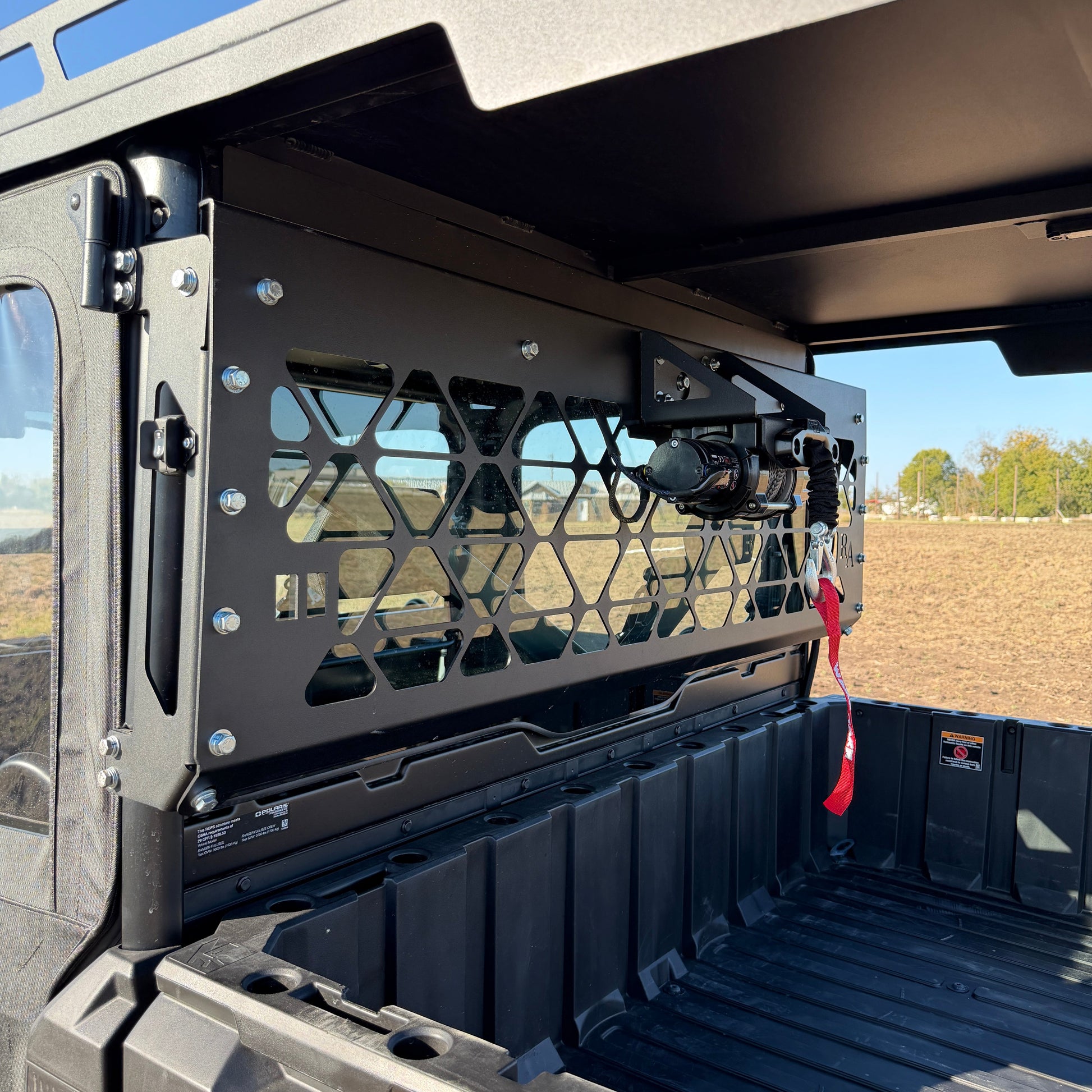Polaris Ranger 1000 Rear Headache Rack w/ Winch setup