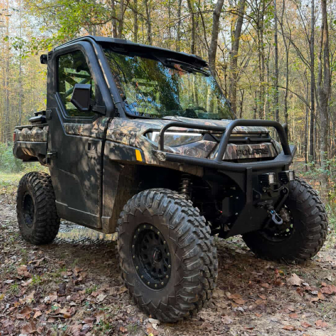 Polaris Ranger 1000 with heavy-duty Ranch Armor front bumper installed for added protection