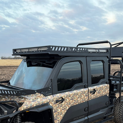 Polaris Ranger 1500 Metal Top with Green and White Game Lights all around 