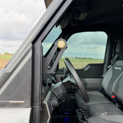 Polaris Ranger 1500 interior rifle rack by Ranch Armor providing safe and accessible gun transport.