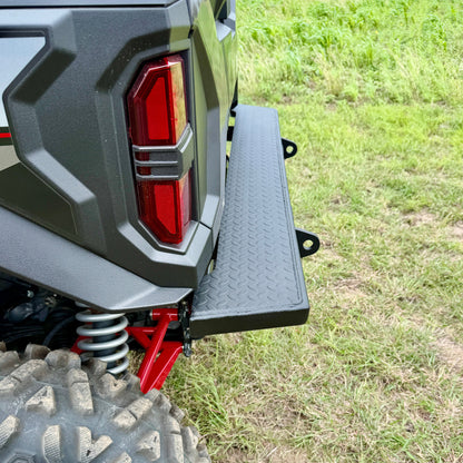 RS Series steel rear bumper installed on Kawasaki Ridge with sleek powder coated finish