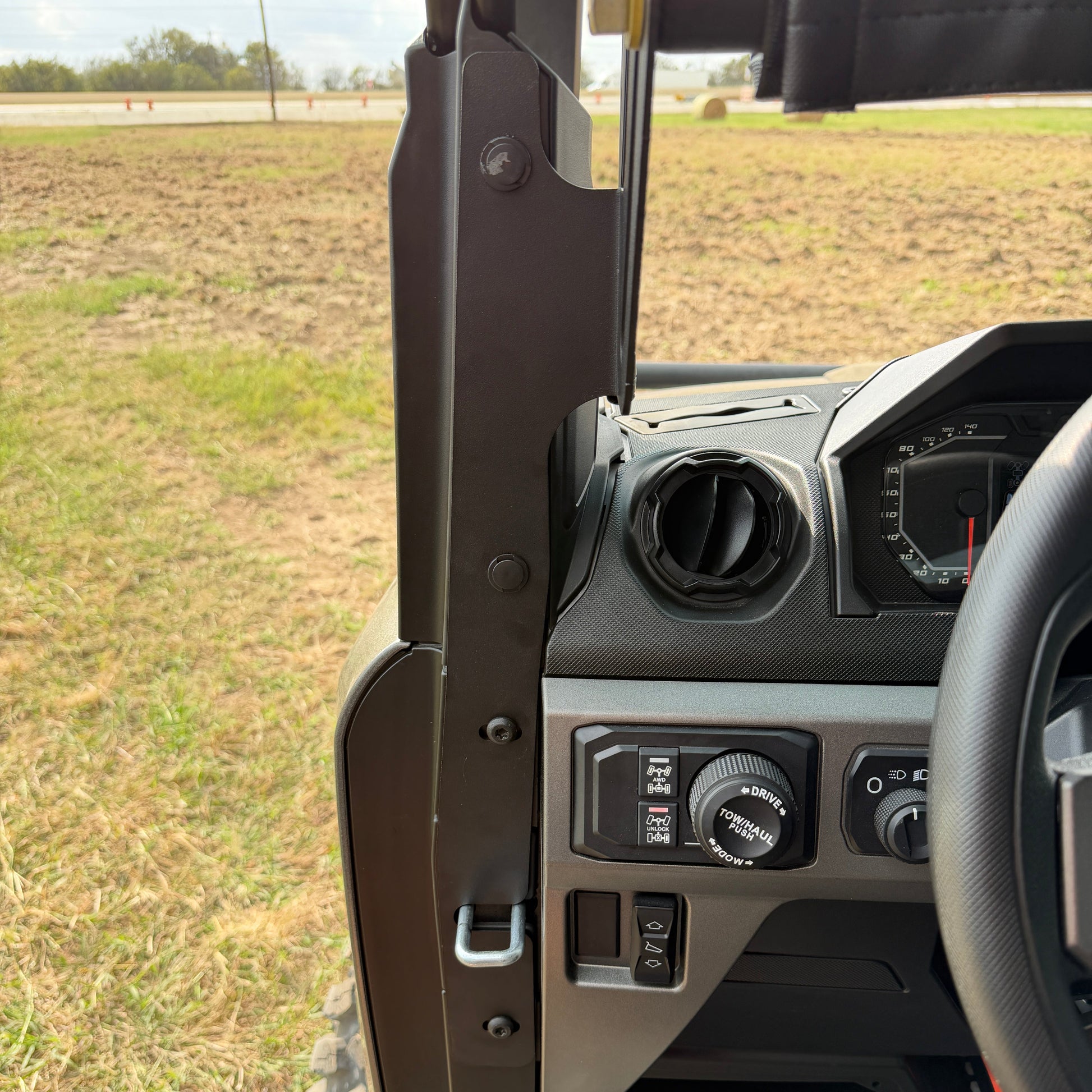 Ranch Armor Polaris Ranger 1500 interior rifle holder for off-road hunting and utility use.