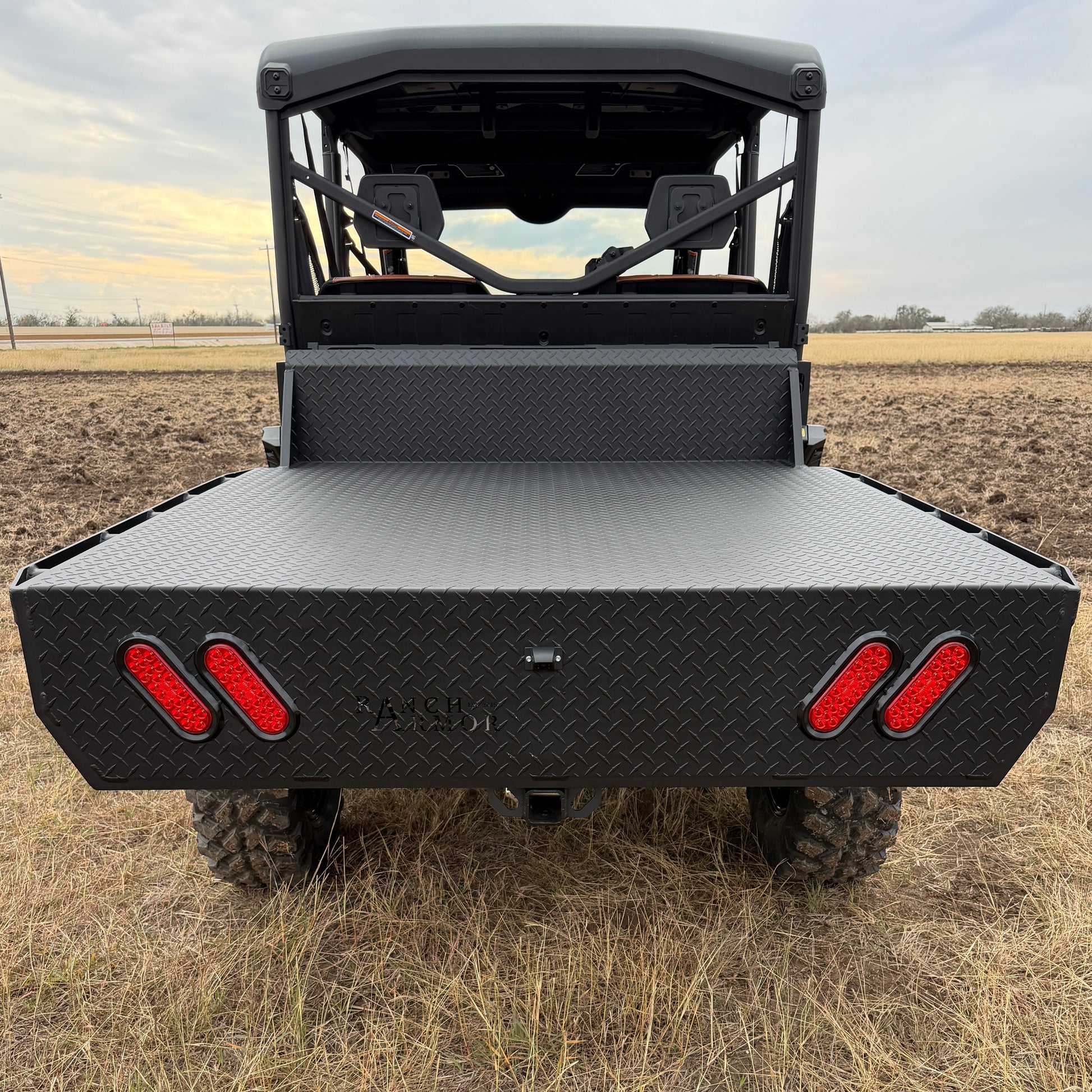 Can-Am Defender HD11 equipped with Ranch Armor aluminum flatbed