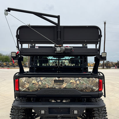 Rear view of Polaris Ranger 1500 with hoist and rear bumper