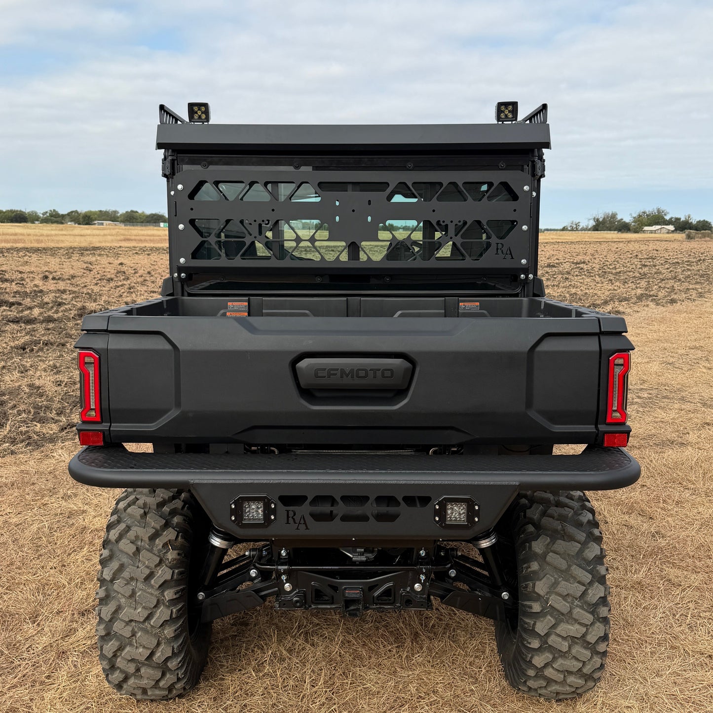 Rear view of Ranch Armor Highland Top on CFMoto U10 XL Pro for complete roof coverage
