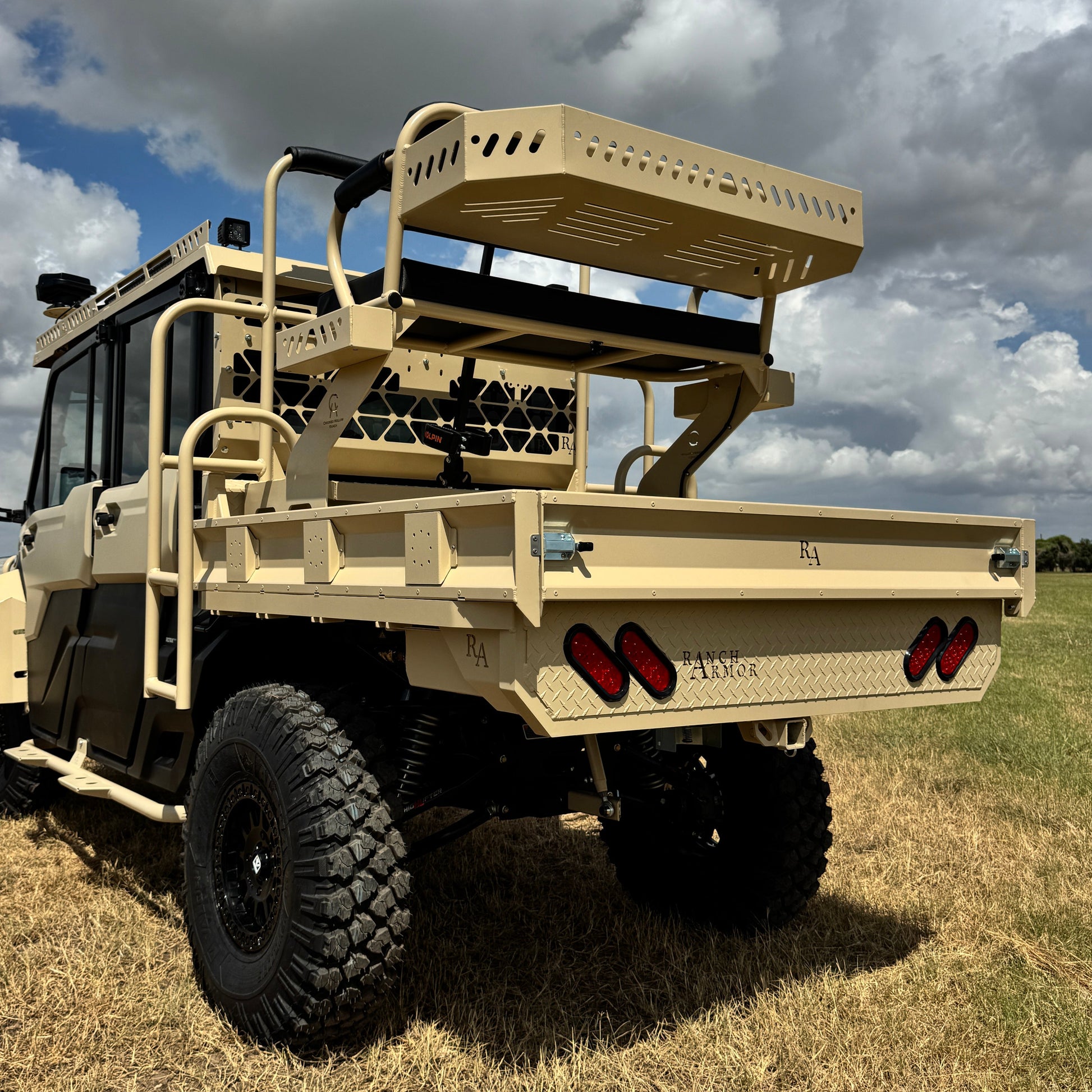 Tab flatbed on Can-Am with high seat and feeder